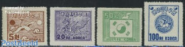 Delcampe - Korea, South 1951 Definitives 4v (perf. 11), No WM, Unused (hinged), History - Nature - Birds - Corée Du Sud