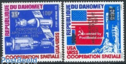 Delcampe - Dahomey 1975 Apollo-Soyuz 2v, Mint NH, Transport - Space Exploration - Autres & Non Classés