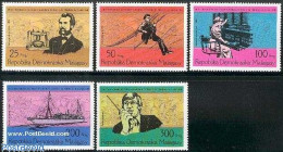 Delcampe - Madagascar 1976 Telephone Centenary 5v, Mint NH, Science - Transport - Telecommunication - Telephones - Ships And Boats - Télécom
