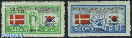 Delcampe - Korea, South 1951 UNO War Support, Denmark 2v, Mint NH, History - Nature - Flags - United Nations - Birds - Corée Du Sud