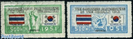 Delcampe - Korea, South 1951 UNO War Support, Thailand 2v, Mint NH, History - Nature - Flags - United Nations - Birds - Corée Du Sud