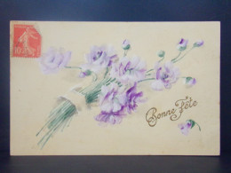 Delcampe - 1692 THEME  . BOUQUET DE FLEURS  . BONNE FETE . OBLITEREE  1910 - Blumen