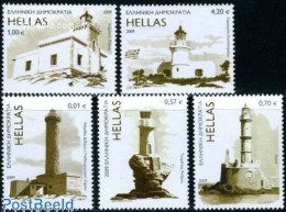 Delcampe - Greece 2009 Lighthouses 5v, Mint NH, Various - Lighthouses & Safety At Sea - Neufs