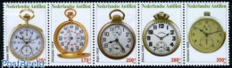 Delcampe - Netherlands Antilles 2010 Pocket Watches 5v [::::], Mint NH, Art - Clocks - Horlogerie