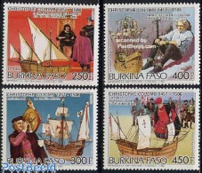 Delcampe - Burkina Faso 1986 Columbus 4v, Mint NH, History - Transport - Explorers - Ships And Boats - Explorateurs