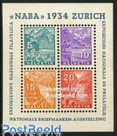 Delcampe - Switzerland 1934 NABA Stamp Exposition S/s, Unused (hinged), Transport - Railways - Ungebraucht