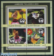 Delcampe - Guinea Bissau 2003 Scouting, Butterflies 4v M/s, Mint NH, Nature - Sport - Butterflies - Scouting - Guinée-Bissau