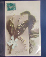 Delcampe - 1694 THEME  . CUEILLIES POUR VOUS . BOUQUET DE MUGUET . PAYSAGE . OBLITEREE - Blumen