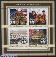 Delcampe - Guinea Bissau 2003 Scouting 4v M/s, Mint NH, Sport - Scouting - Shooting Sports - Tiro (armas)