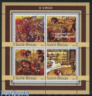 Delcampe - Guinea Bissau 2003 Circus 4v M/s, Mint NH, Nature - Performance Art - Cat Family - Horses - Circus - Art - Paintings - Cirque