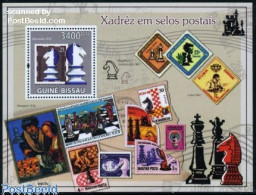 Delcampe - Guinea Bissau 2009 Chess S/s, Mint NH, Sport - Chess - Stamps On Stamps - Echecs
