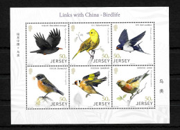 Delcampe - Jersey: Briefmarkenblock Mit 6x Vögeln, Postfrisch, Mnh - Jersey