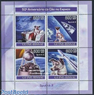 Delcampe - Guinea Bissau 2007 Sputnik 2 4v M/s, Mint NH, Nature - Transport - Dogs - Space Exploration - Guinée-Bissau