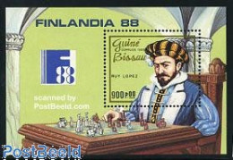 Delcampe - Guinea Bissau 1988 Chess, Finlandia S/s, Mint NH, Sport - Chess - Philately - Echecs