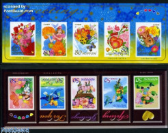Delcampe - Japan 2010 Spring Greetings 10v S-a (2 M/s), Mint NH, Nature - Various - Butterflies - Flowers & Plants - Rabbits / Ha.. - Unused Stamps
