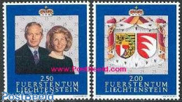 Delcampe - Liechtenstein 1992 SILVER WEDDING 2V, Mint NH, History - Kings & Queens (Royalty) - Neufs