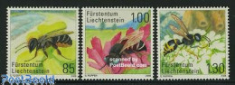Delcampe - Liechtenstein 2008 Rare Bees And Wasps In Liechtenstein 3v, Mint NH, Nature - Animals (others & Mixed) - Bees - Insects - Neufs