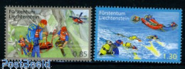 Delcampe - Liechtenstein 2010 Voluntary Civil Protection Work 2v, Mint NH, Transport - Helicopters - Ships And Boats - Neufs
