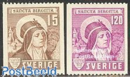 Delcampe - Sweden 1941 Holy Brigitta 2v, Mint NH, Religion - Religion - Neufs