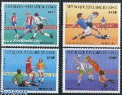 Delcampe - Congo Republic 1986 Football Games Maxico 4v, Mint NH, Sport - Football - Autres & Non Classés
