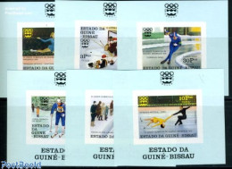 Delcampe - Guinea Bissau 1976 Winter Olympic Games 6 S/s Imperforated, Mint NH, Sport - (Bob) Sleigh Sports - Ice Hockey - Olympi.. - Invierno