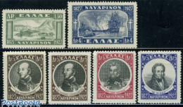 Delcampe - Greece 1927 Navarino Sea Battle 6v, Mint NH, Transport - Ships And Boats - Neufs