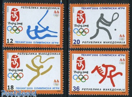 Delcampe - North Macedonia 2008 Beijing Olympics 4v, Mint NH, Nature - Sport - Horses - Olympic Games - Sailing - Tennis - Vela