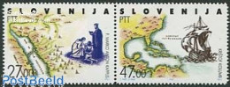 Delcampe - Slovenia 1992 M.A. Kappus 2v, Mint NH, History - Transport - Various - Explorers - Ships And Boats - Maps - Explorateurs