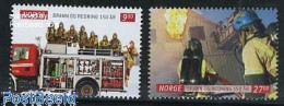 Delcampe - Norway 2011 150 Years Fire Brigades 2v, Mint NH, Transport - Automobiles - Fire Fighters & Prevention - Ungebraucht