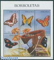Delcampe - Angola 1998 Butterflies 6v M/s, Metamorpha Stelenes, Mint NH, Nature - Butterflies - Angola