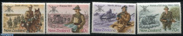 Delcampe - New Zealand 1984 Military History 4v, Mint NH, History - Nature - Transport - Various - Coat Of Arms - Militarism - Ho.. - Ungebraucht