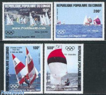 Delcampe - Congo Republic 1984 Los Angeles Olympic Winners 4v, Mint NH, Sport - Transport - Olympic Games - Sailing - Ships And B.. - Vela