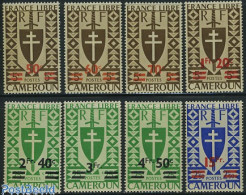 Delcampe - Cameroon 1945 Overprints 8v, Mint NH - Kamerun (1960-...)