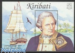 Delcampe - Kiribati 2002 Captain Cook S/s, Mint NH, History - Nature - Transport - Explorers - Birds - Ships And Boats - Explorateurs