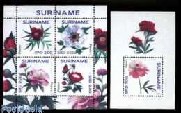 Delcampe - Suriname, Republic 2011 Peonies 2 S/s, Mint NH, Nature - Flowers & Plants - Surinam