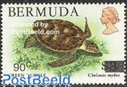 Delcampe - Bermuda 1986 Overprint 1v, Mint NH, Nature - Reptiles - Turtles - Bermudas