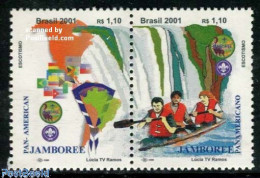 Delcampe - Brazil 2001 Pan American Jamboree 2v, Mint NH, Nature - Sport - Water, Dams & Falls - Kayaks & Rowing - Scouting - Neufs