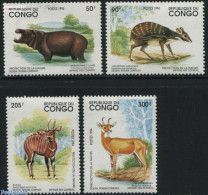 Delcampe - Congo Republic 1994 Endangered Animals 4v, Mint NH, Nature - Animals (others & Mixed) - Hippopotamus - Autres & Non Classés