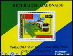 Delcampe - Gabon 1986 Railways S/s, Mint NH, Transport - Various - Railways - Maps - Nuovi