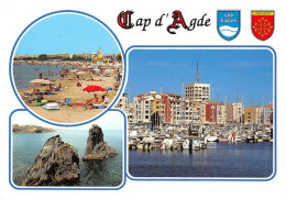 Delcampe - CAP D AGDE Le Port De Plaisance La Plage Richelieu Les Rochers Des Deux Freres 32(scan Recto-verso) MA1007 - Agde
