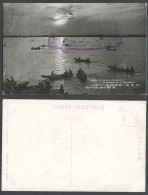 Delcampe - China Harbin 1940 Old Postcard Songhua Sungari River Sunset Boats, 傅家甸埠頭 Cachet - China