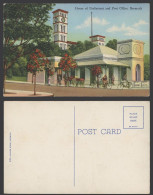 Delcampe - Bermuda Old Colour Postcard House Of Parliament Post Office Clock Tower Bicycles - Bermuda