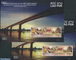 Delcampe - Laos 2014 Lao-Thai Friendship Bridge 2 S/s (perforated & Imperforated), Mint NH, Various - Joint Issues - Art - Bridge.. - Emissions Communes