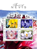 Delcampe - Nevis 2017 Flowers Of Nevis 4v M/s, Mint NH, Nature - Flowers & Plants - St.Kitts-et-Nevis ( 1983-...)
