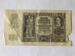 Delcampe - Poland 20  Zlotych 1940 - Polonia