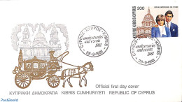Delcampe - Cyprus 1981 Royal Wedding 1v, First Day Cover, History - Charles & Diana - Kings & Queens (Royalty) - Lettres & Documents