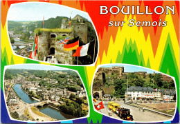 Delcampe - Bouillon - "Bouillon Sur Semois" - Drieluik Met Kasteel, Stadspanorama En Stadsplein Langs De Semois - Bouillon
