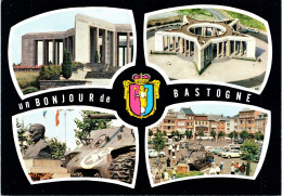 Delcampe - Bastogne - Meervoudige Kaart Met Mardasson Memorial, Bastogne Historical Center, Patton Monument En McAuliffe Plein - Bastogne