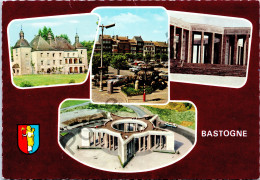 Delcampe - Bastogne - "BASTOGNE" - Meervoudige Kaart Met Château De Bastogne, Marktplein Met Tank, Mardasson Memorial - Bastogne