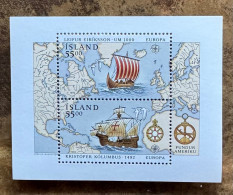 Delcampe - 1992 Islande Island Bloc Block 13 Europa CEPT Kolumbus Colomb Eiriksson Leifur MNH ** - Neufs